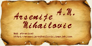 Arsenije Mihailović vizit kartica